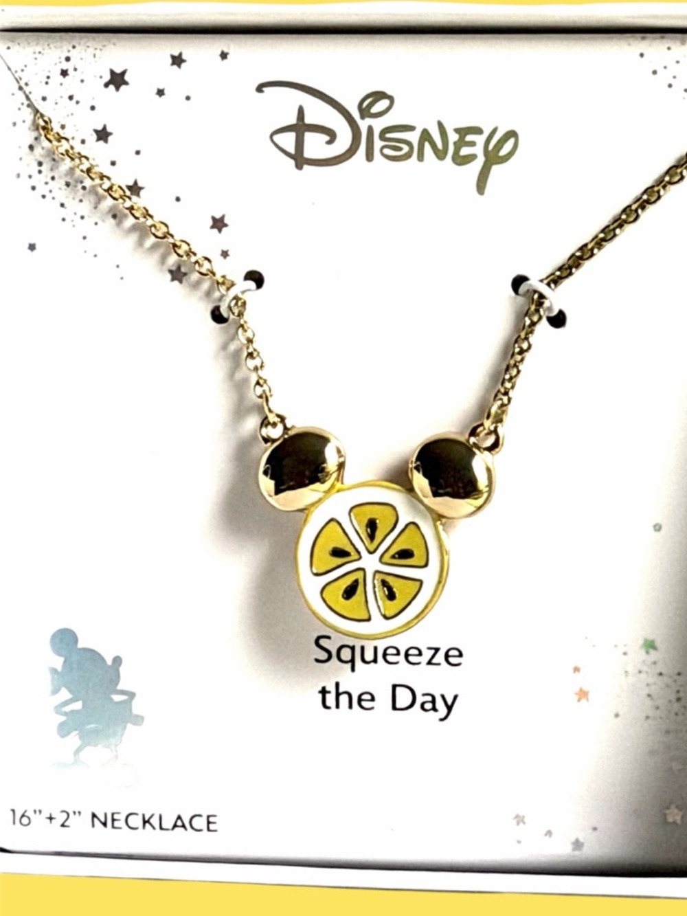 NIB Disney Mickey Lemon Slice Necklace “Squeeze the Day” Gold Tone 16”+2”💛🫶☀️
